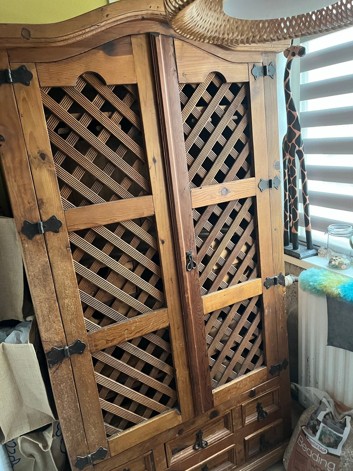 Houten kast met wijnrek en lades, Huis en Inrichting, Ophalen, Gebruikt