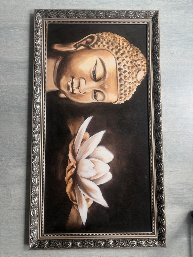 Boeddha met Lotus afbeelding in lijst 110 x 60 cm, Ophalen