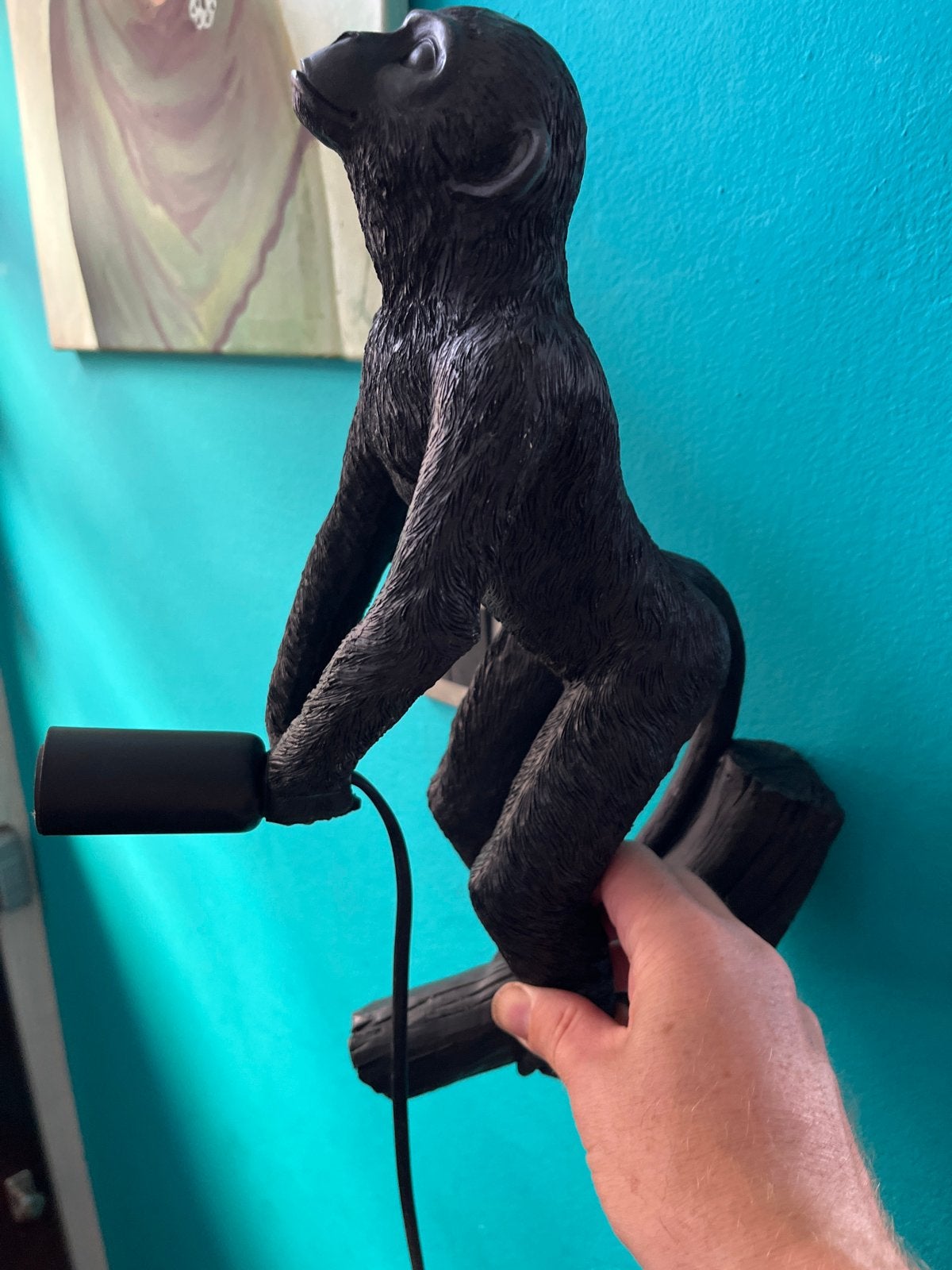 Aap lamp - Zwarte wandlamp in de vorm van een aap, Ophalen, Overige merken, Kunststof, Zwart