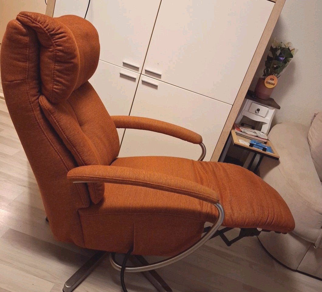 Himolla Relaxfauteuil - Oranje Stof - Elektrisch Verstelbaar, Ophalen, Overige kleuren, Modern, Comfort, Zo goed als nieuw