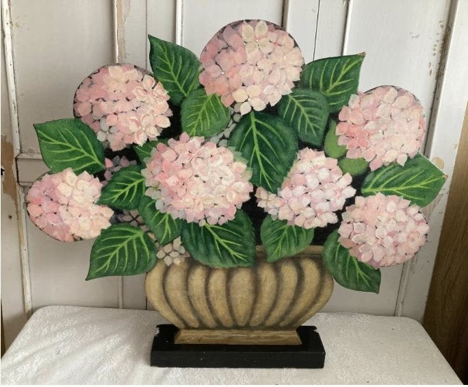 Brocante / Hand-geschilderde hortensia's / Decoratie, Antiek en Kunst, Curiosa en Brocante, Ophalen