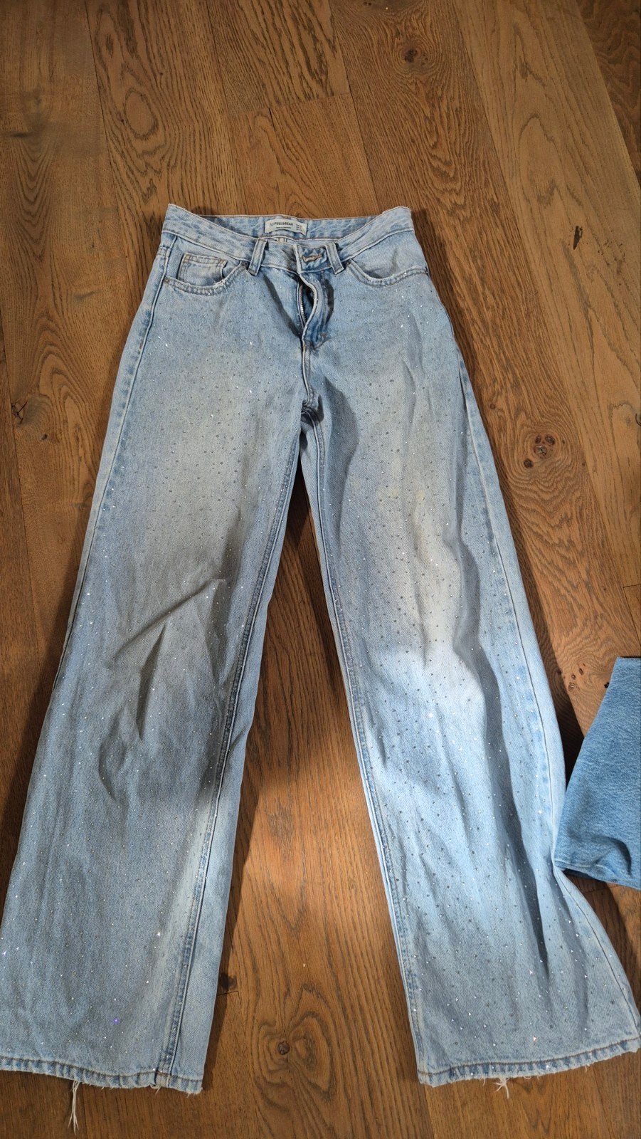 Pull&Bear wide leg jeans met strass steentjes, Kleding | Dames, Spijkerbroeken en Jeans, Ophalen of Verzenden, Zo goed als nieuw