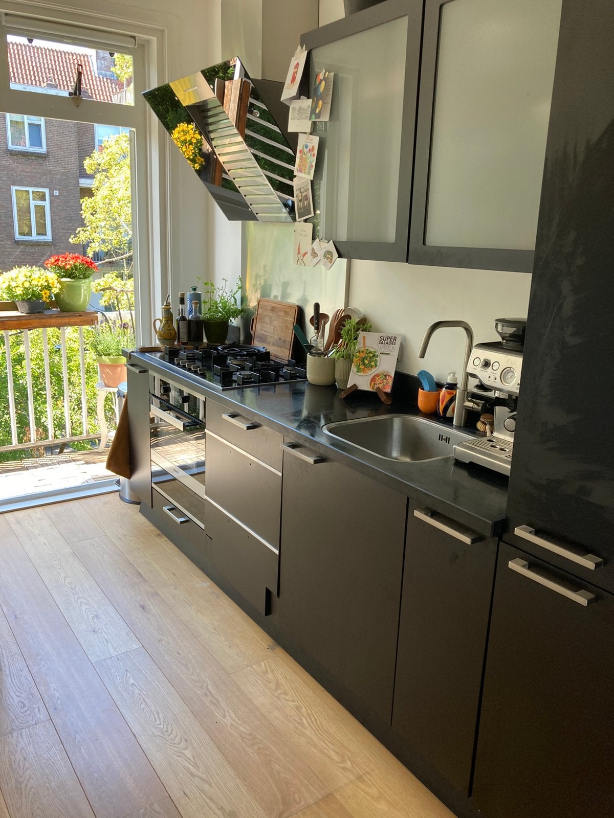 Prachtige keuken te koop (incl. 5-pits Miele gasfornuis), Ophalen, Gebruikt, Zwart, Enkelwandige keuken