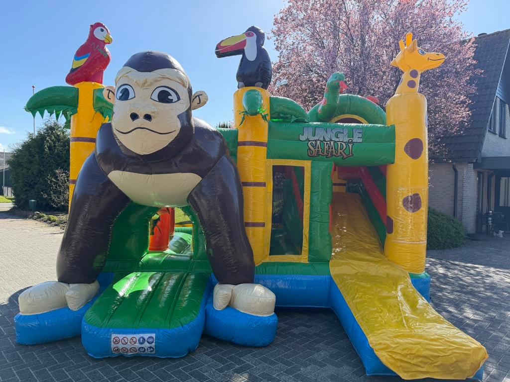 Springkussen te huur Multiplay Safari met glijbaan, Hobby en Vrije tijd, Ophalen of Verzenden, Gebruikt, Overige
