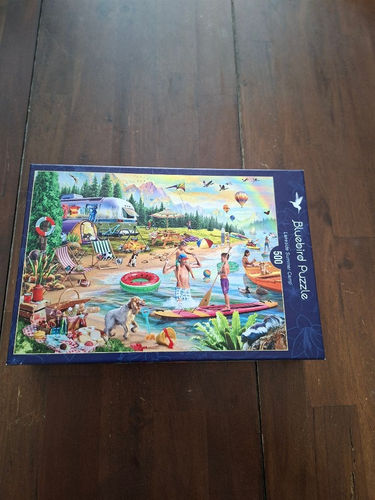 Bluebird puzzel Lake side summer camp, Hobby en Vrije tijd, Denksport en Puzzels, Ophalen of Verzenden, 500 t/m 1500 stukjes, Zo goed als nieuw