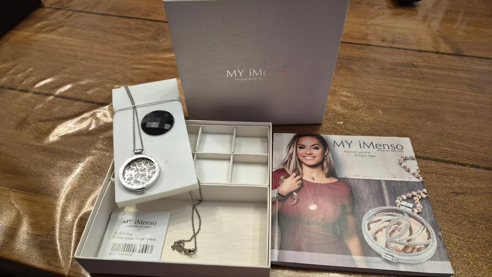 MY iMenso ketting met hanger en zwarte steen, Sieraden, Tassen en Uiterlijk, Ophalen of Verzenden, Zo goed als nieuw, Met edelsteen