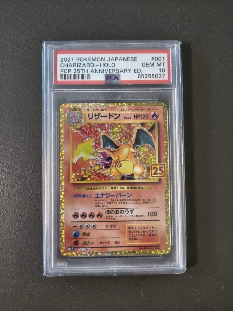 Charizard 25th Anniversary Edition PSA 10, Hobby en Vrije tijd, Verzamelkaartspellen | Pokémon, Nieuw, Losse kaart, Ophalen of Verzenden
