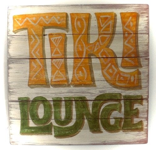 Tiki Lounge Bord/hout/Hawai/zomer/beach/strand/surf/mancave, Boho, Hout, Meerkleurig, Ophalen of Verzenden