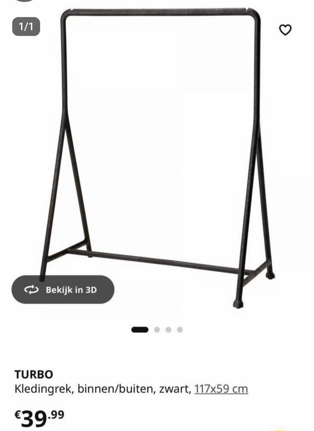 Turbo Ikea zwart kledingrek, Ophalen, Zo goed als nieuw