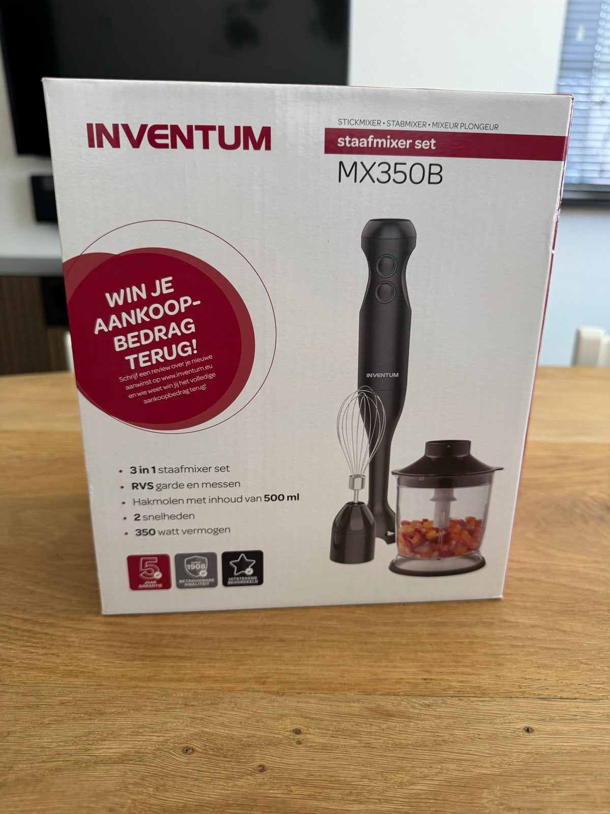 Inventum MX350B Staafmixer Set - Nieuw in Doos, Minder dan 1 liter, Ophalen of Verzenden, Nieuw, 2 snelheden