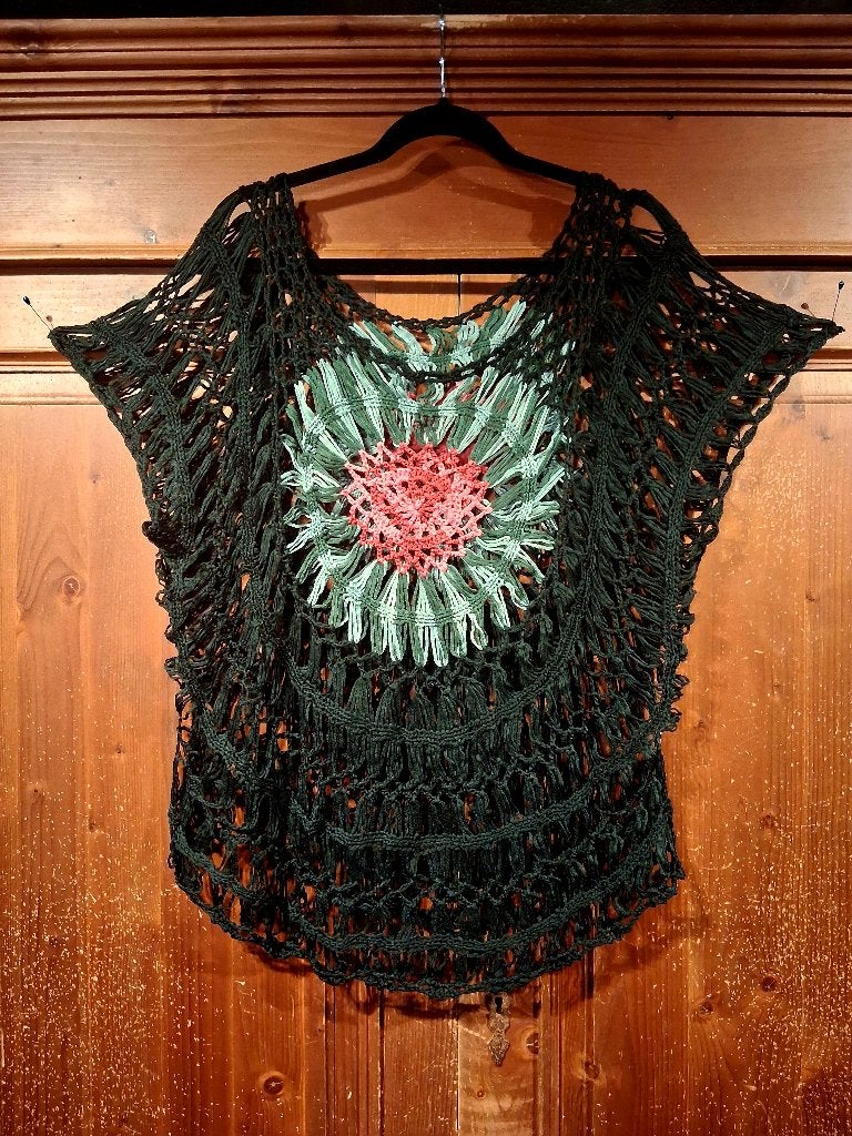 Ibiza Boho gehaakte top zwart bloem One Size, Ophalen of Verzenden, Nieuw, Zwart, Blouse of Tuniek