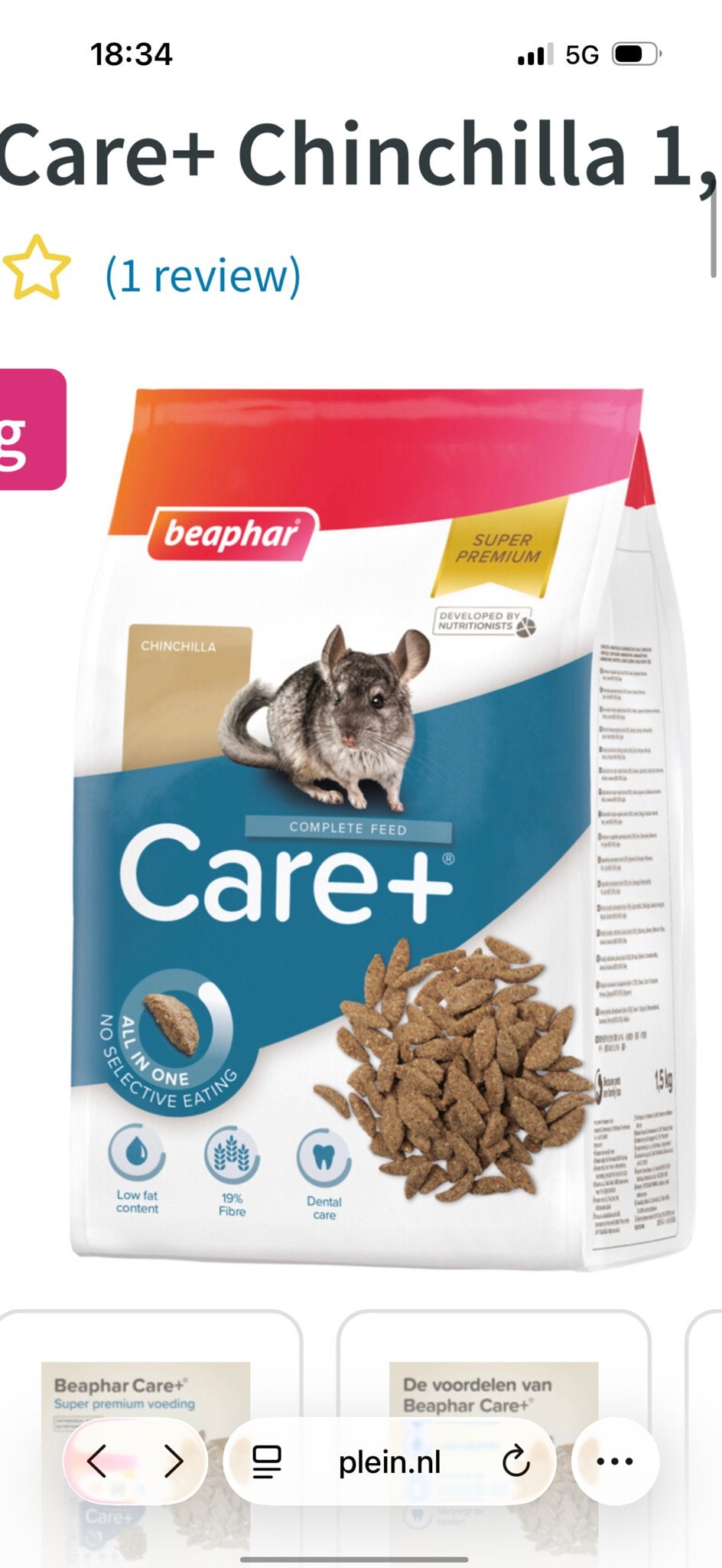 Chinchilla Care + 1,5kg, Ophalen of Verzenden, Knaagdier of Konijn
