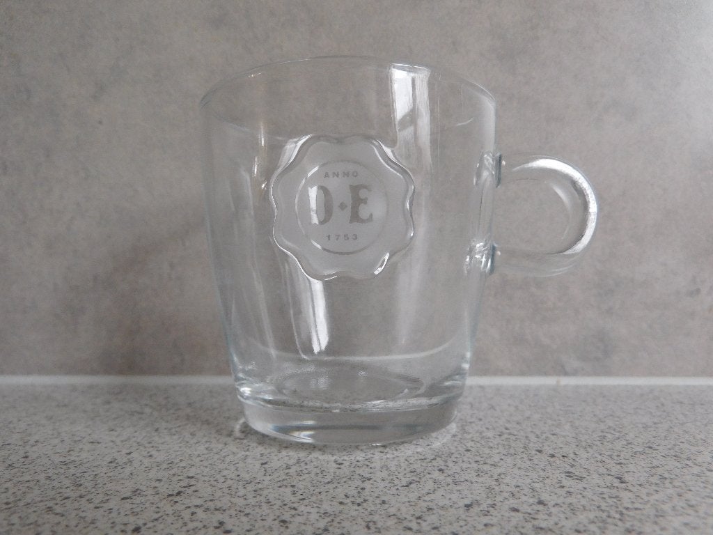 Glas 7x7,5 cm. Zegel Douwe Egberts, Ophalen of Verzenden, Zo goed als nieuw, Overige typen