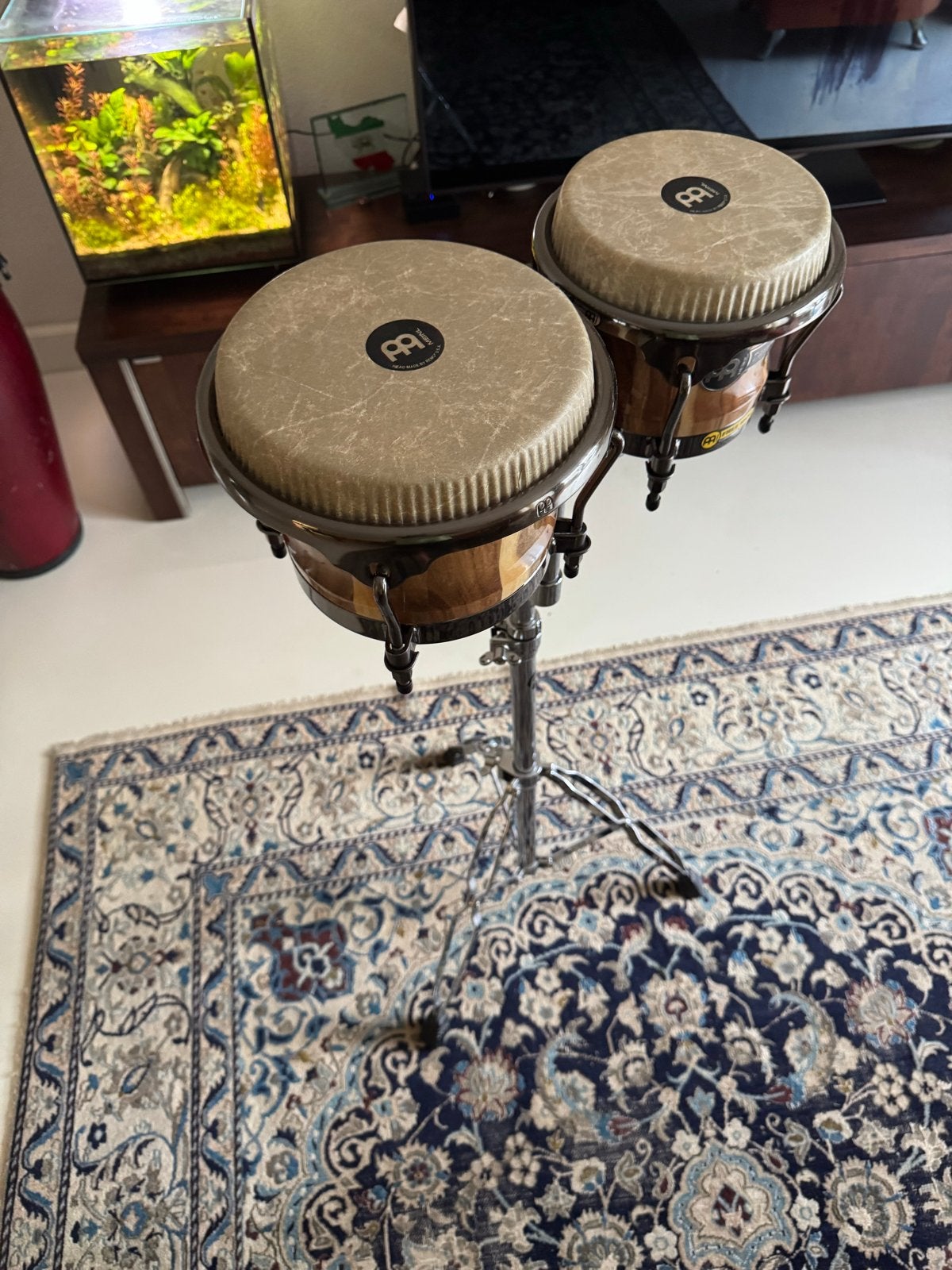 Meinl Diego Gale Bongo's met standaard en tas, Muziek en Instrumenten, Ophalen of Verzenden, Zo goed als nieuw, Trommel