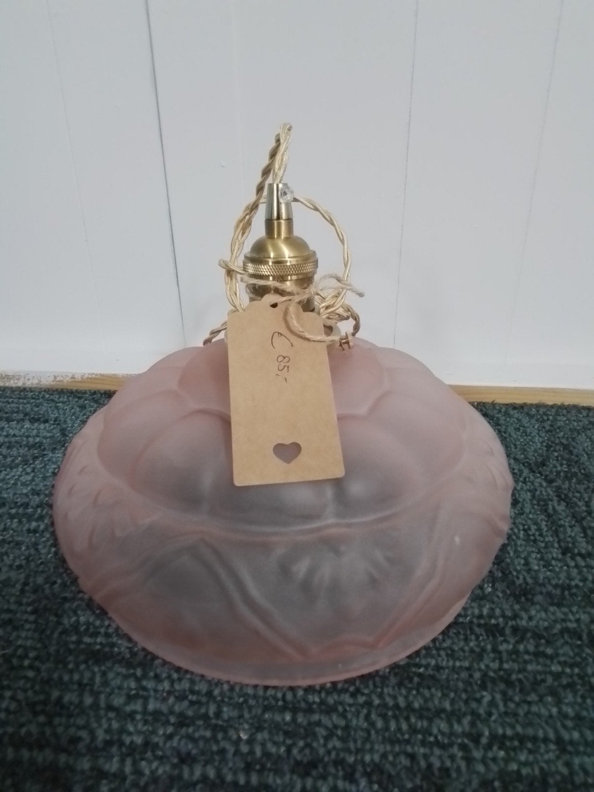 Vintage Roze Glazen Plafondlamp Art Deco Stijl, Antiek en Kunst, Ophalen of Verzenden