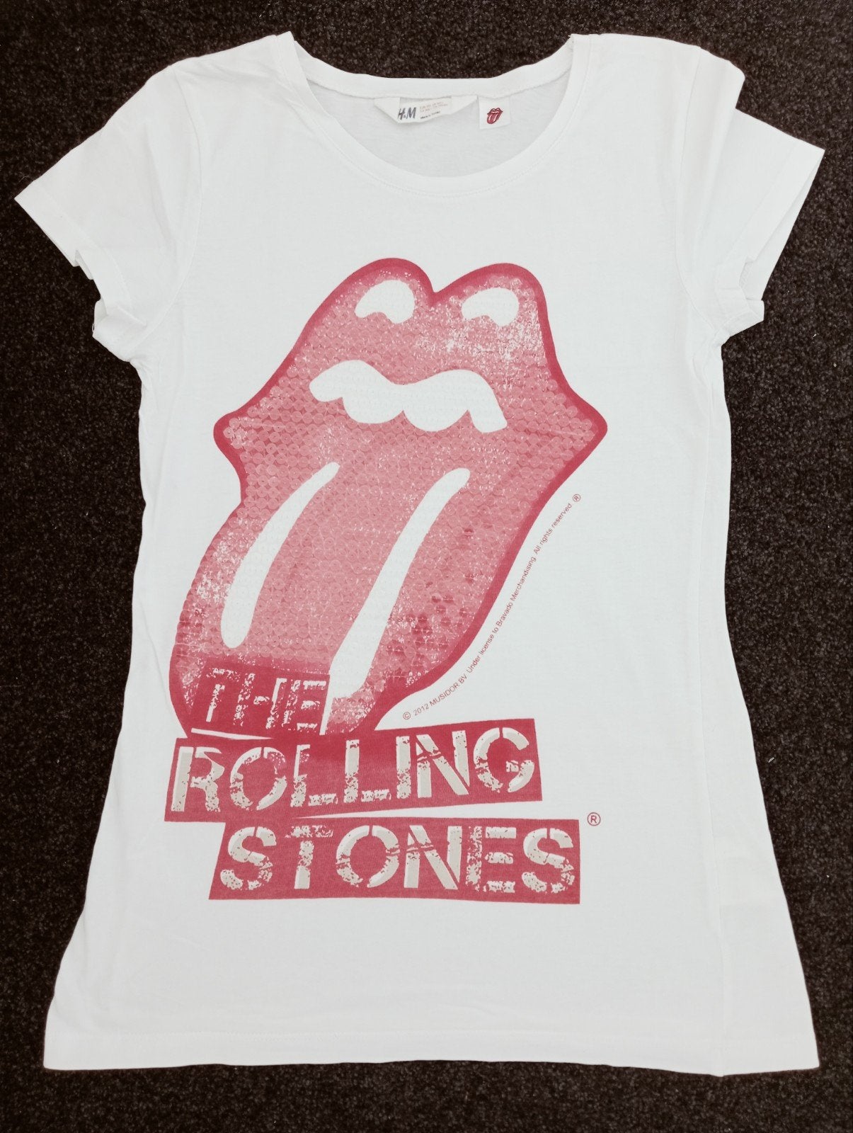 Rolling Stones T-shirt met lovertjes - 170 - 176 Nieuwstaat, Kinderen en Baby's, Kinderkleding | Maat 176, Meisje, H&M, Ophalen of Verzenden