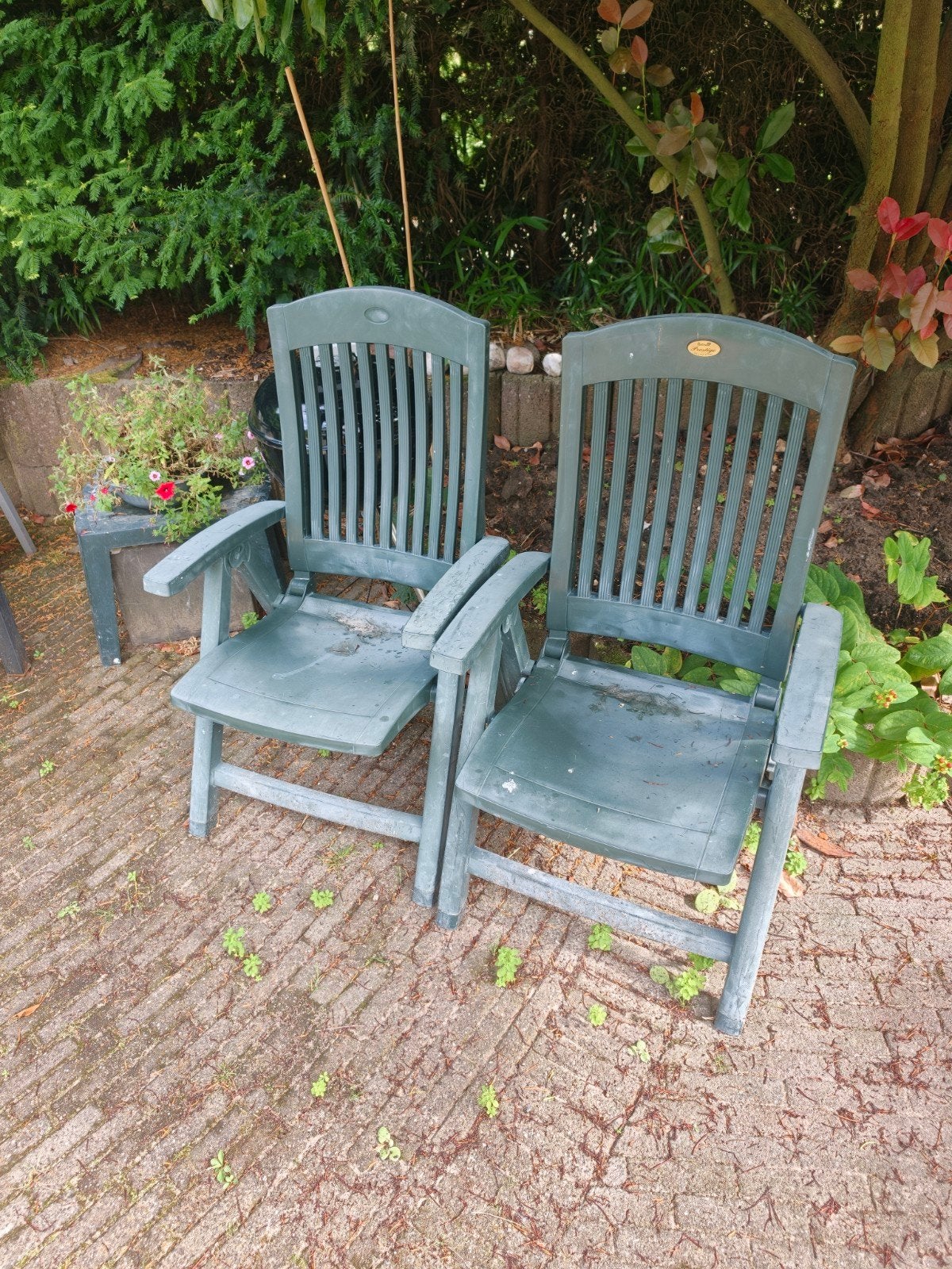 2x Hartman Prestige tuinstoelen, verstelbaar GRATIS, Ophalen, Gebruikt, Kunststof, Verstelbaar