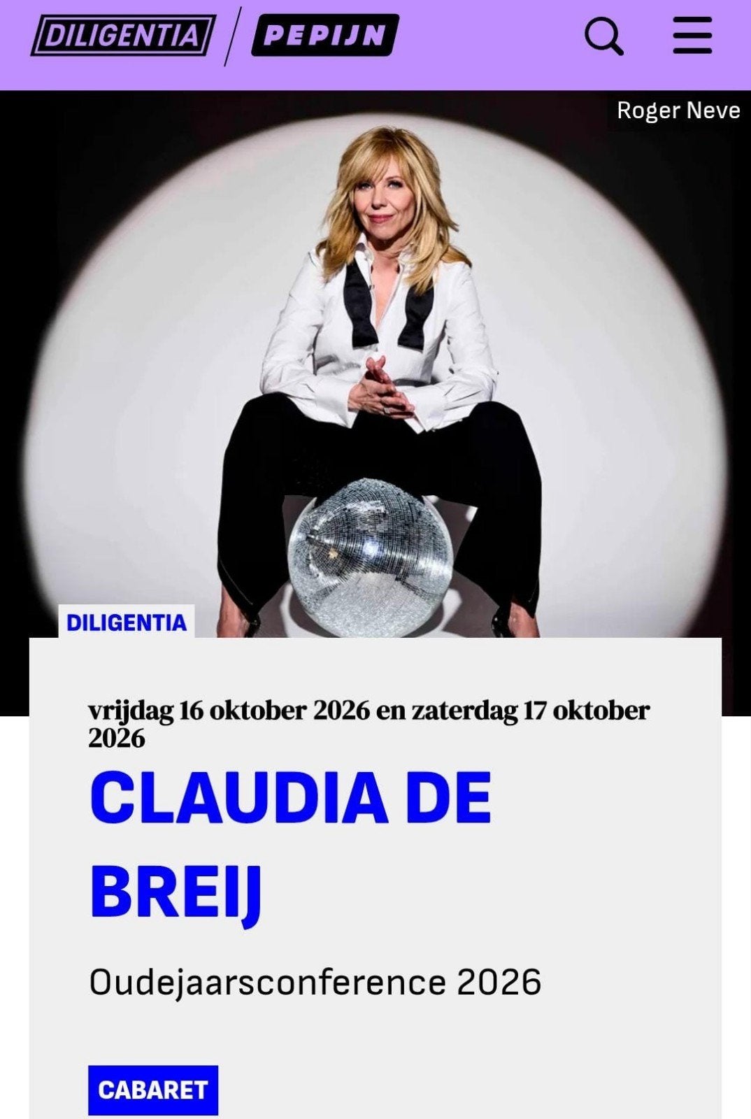 16 okt | 2 kaarten Claudia de Breij | Den Haag, Twee personen, Oktober