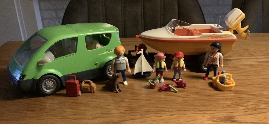 PLAYMOBIL AUTO + BOOT, Gebruikt, Complete set, Overige typen, Ophalen of Verzenden