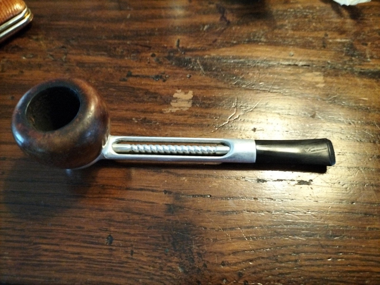 Vintage Falcon Rookpijp – Aluminium met Briar Houten Kop, Verzamelen, Ophalen of Verzenden, Gebruikt, (Water)pijp