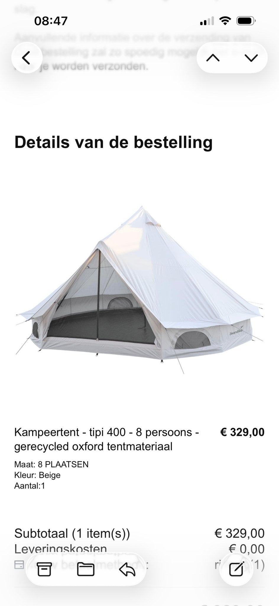 Kampeertent - tipi 400 - 8 persoons - gerecycled oxford, Caravans en Kamperen, Ophalen, Zo goed als nieuw, Meer dan 6