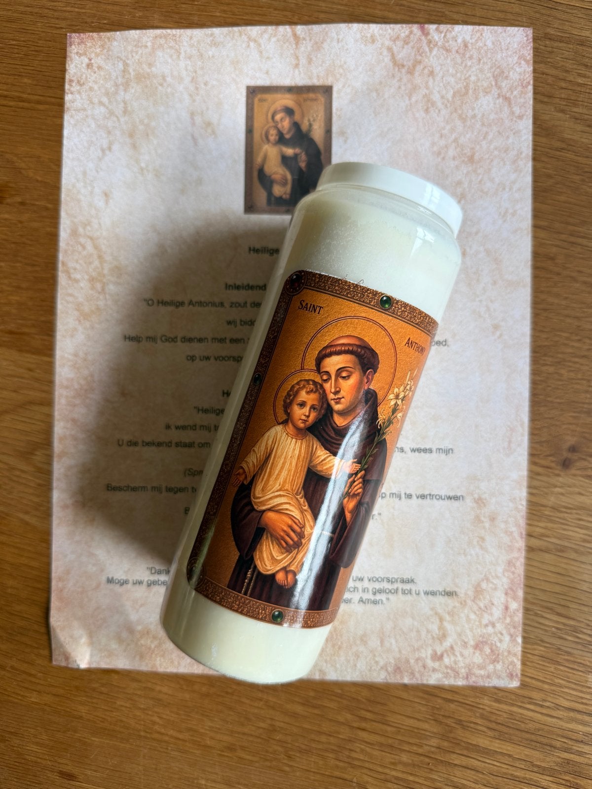 Noveenkaars Heilige Antonius - 9 dagen brandtijd, Antiek en Kunst, Ophalen of Verzenden