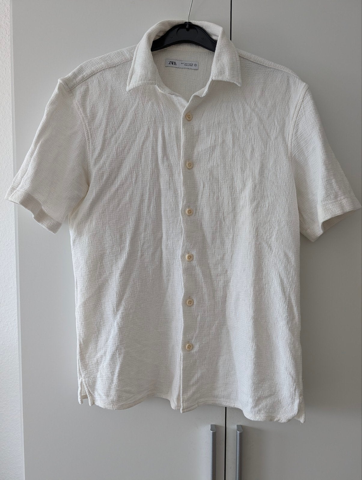 Zara Man Blouse Korte Mouw | Maat S | 100% Katoen | Wit, Zara, Wit, Ophalen of Verzenden, Zo goed als nieuw