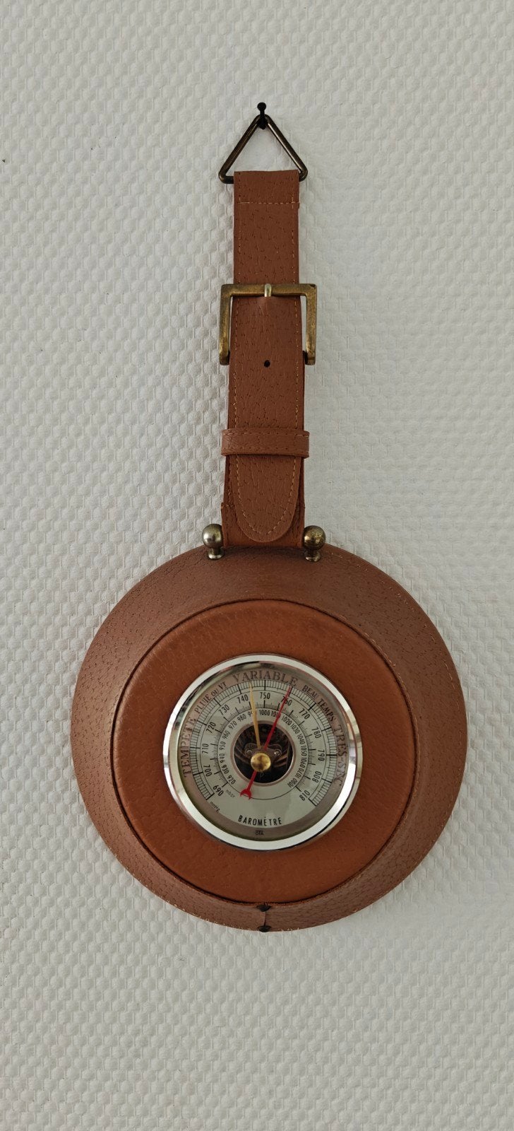Vintage Barometer OTA - Weerstation - Bruin Leer, Ophalen of Verzenden, Gebruikt