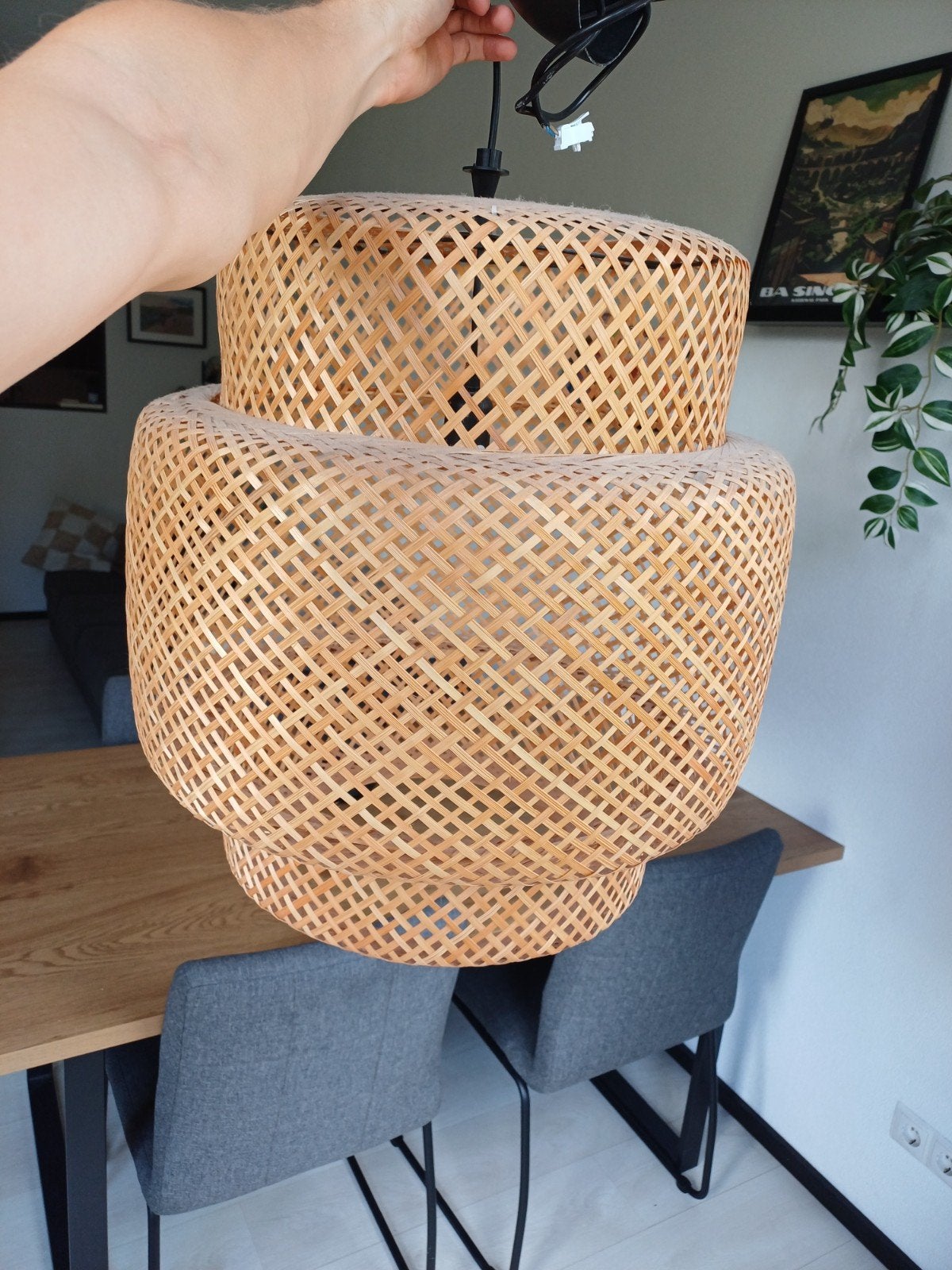 IKEA Sinnerlig Bamboe Hanglamp - Zo goed als nieuw, Ophalen, Scandinavisch, Natuurlijk, Modern, Natuurlijk materiaal, E27 (groot)