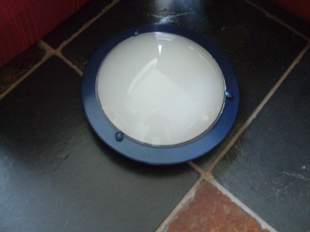 Plafondlamp blauw-wit met lamp, Huis en Inrichting, Lampen | Plafondlampen, Ophalen of Verzenden, Nieuw, Glas, Plafondlamp