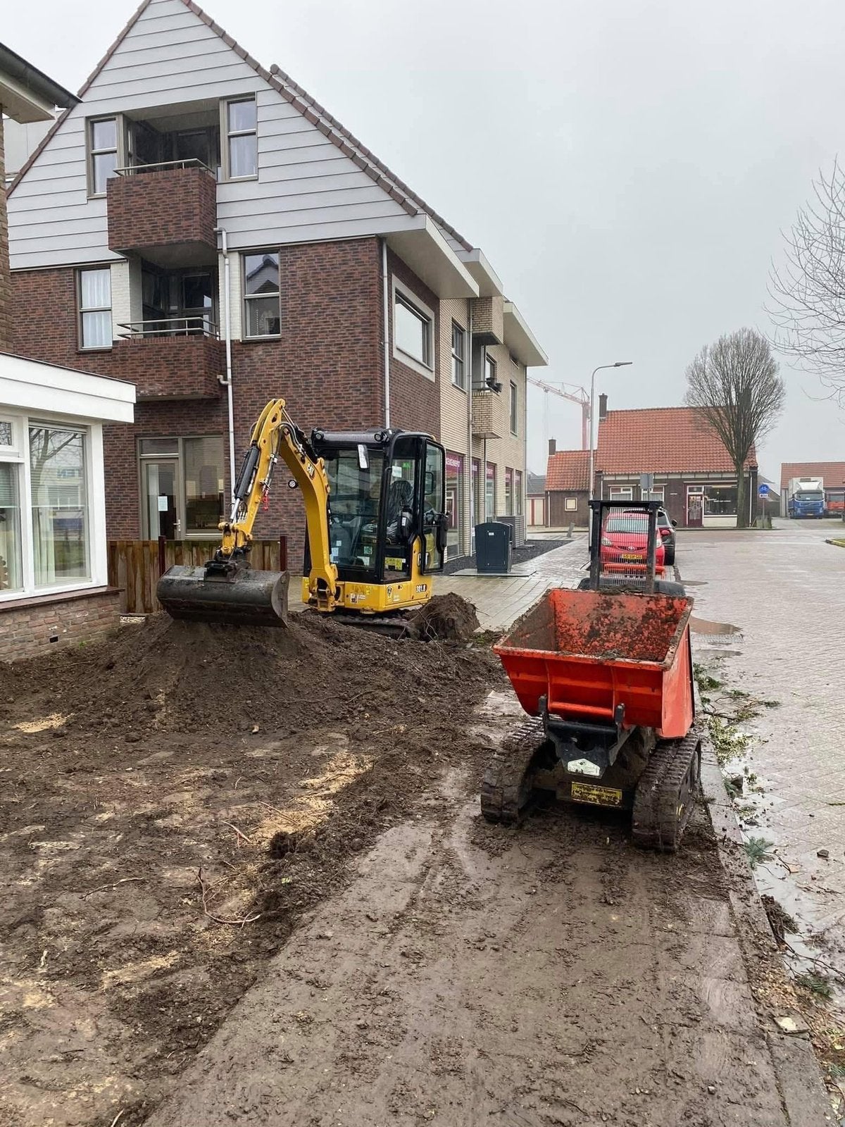Minigraver met machinist tuin uitgraven grondwerk, Tuin en Terras, Zand, Ophalen of Verzenden, Nieuw