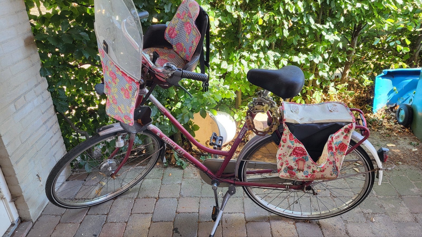 Damesfiets met kinderzitje, Fietsen en Brommers, Fietsen | Tandems, Ophalen, Gebruikt, Minder dan 49 cm, 55 cm of meer