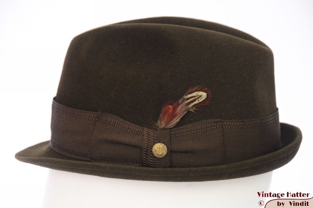 Vintage Gleufhoed Jacht trilby Anton Fischer donker groen 56, Kleding | Heren, Hoed, Ophalen of Verzenden, Gedragen, Anton Fischer