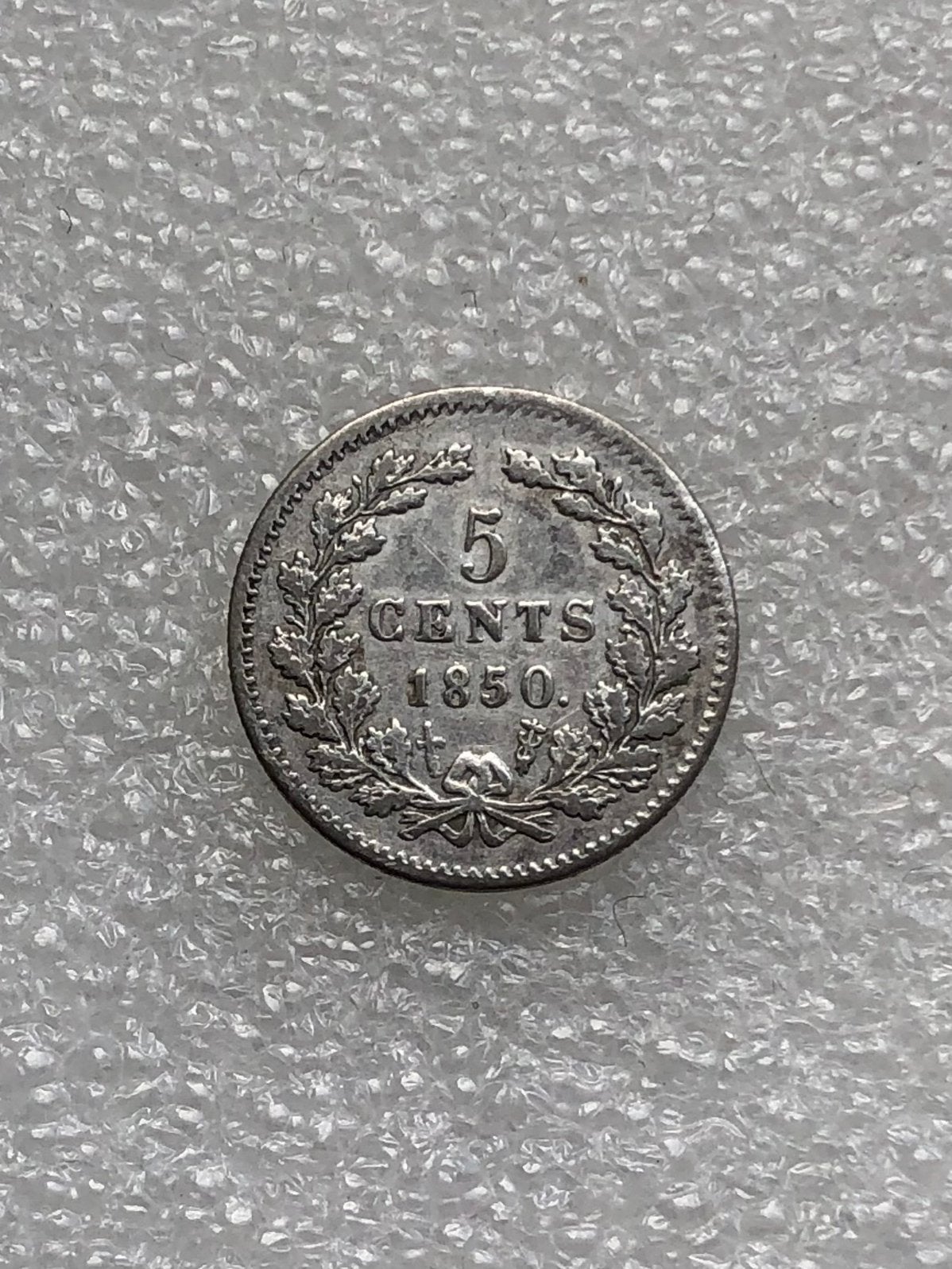 5 cent 1850, Koning Willem III, Verzenden, Zilver, Losse munt