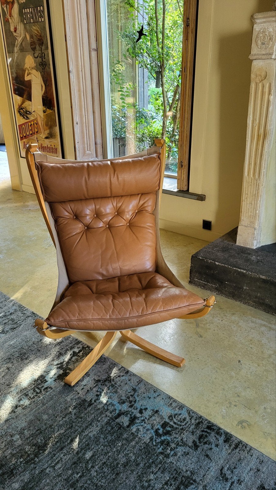 Originele Falcon Chair High Back – Sigurd Ressell – Vatne Mø, Ophalen, Gebruikt, 75 tot 100 cm, Leer