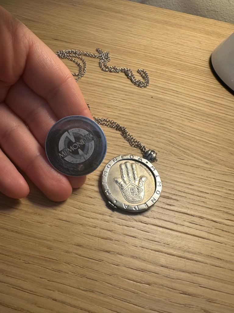 Mi Moneda Zilverkleurige Ketting met Verwisselbare Hanger, Gebruikt, Ophalen of Verzenden, Zilver, Overige materialen
