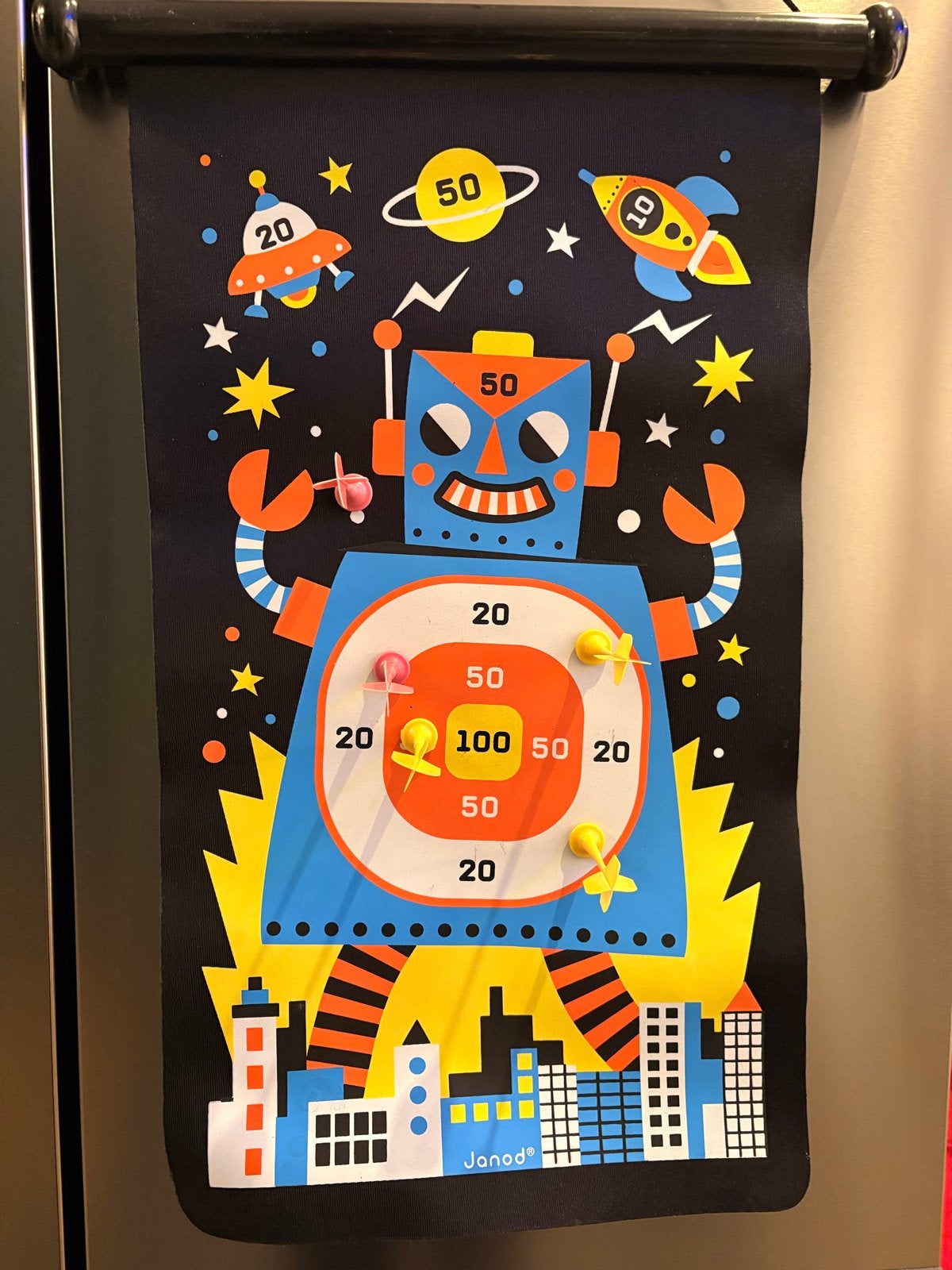 Janod Magnetisch Dartbord Ruimte Thema voor Kinderen, Ophalen of Verzenden, Zo goed als nieuw, Jongen of Meisje