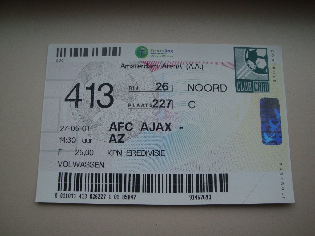 Voetbalkaartje Ajax - AZ'67 seizoen 2001 nr. 46., Verzenden, Gebruikt, AZ, Overige typen