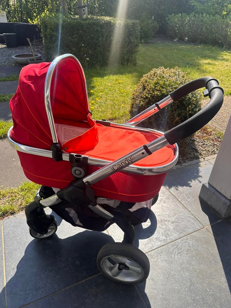 iCandy duo Kinderwagen met reiswieg & peuterzitje, Gebruikt, Combiwagen, Verstelbare duwstang, Ophalen