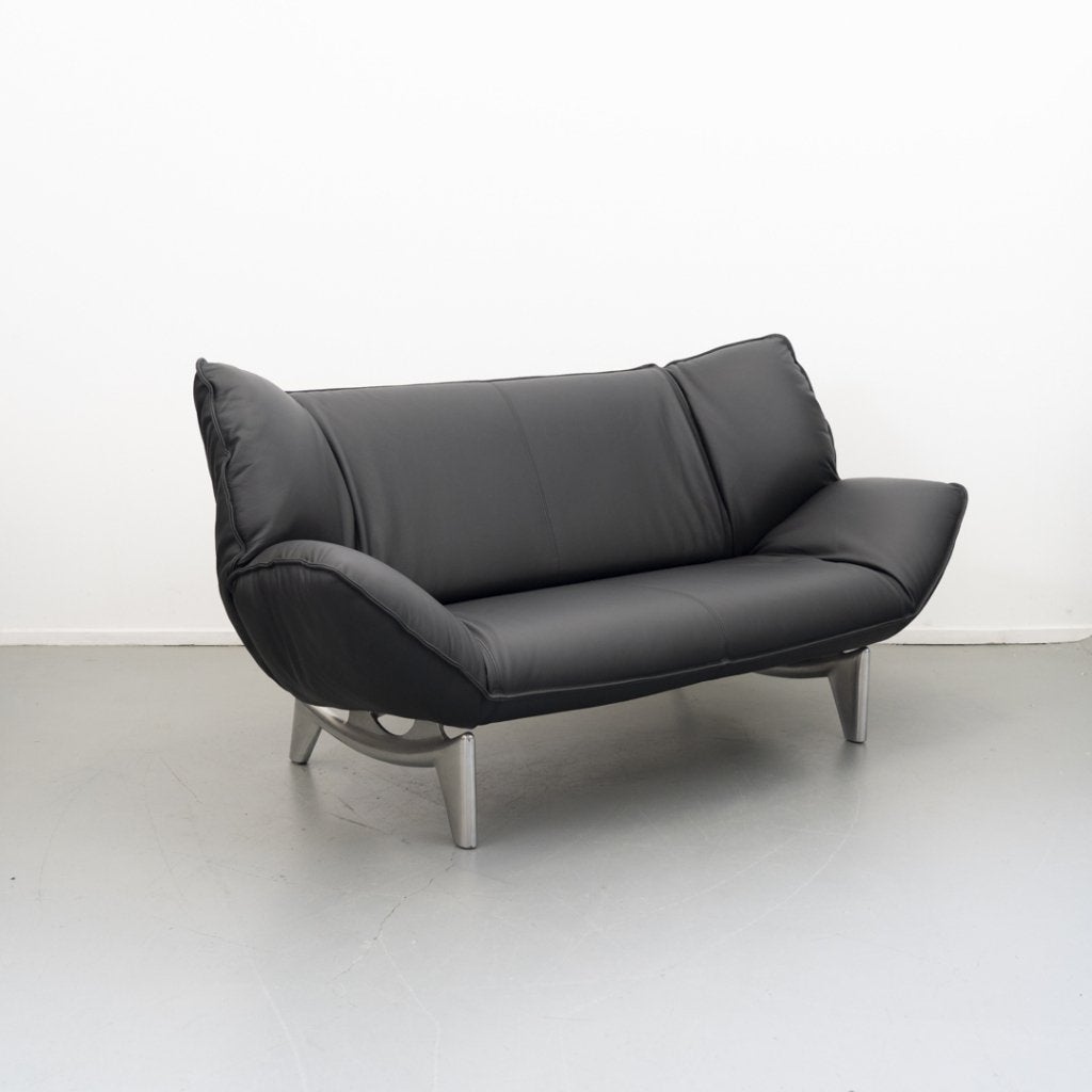 2x Leolux Tango 2-zits/192cm Bank Zwart Leer - Gepolijst, Niet ingevuld, Niet ingevuld, 125 cm of meer, Zo goed als nieuw