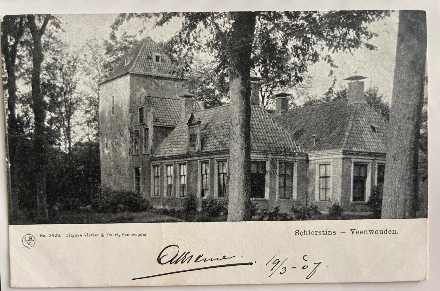 Oude ansichtkaart Schierstins Veenwouden 1907, Ophalen of Verzenden, Voor 1920, Gelopen, Friesland