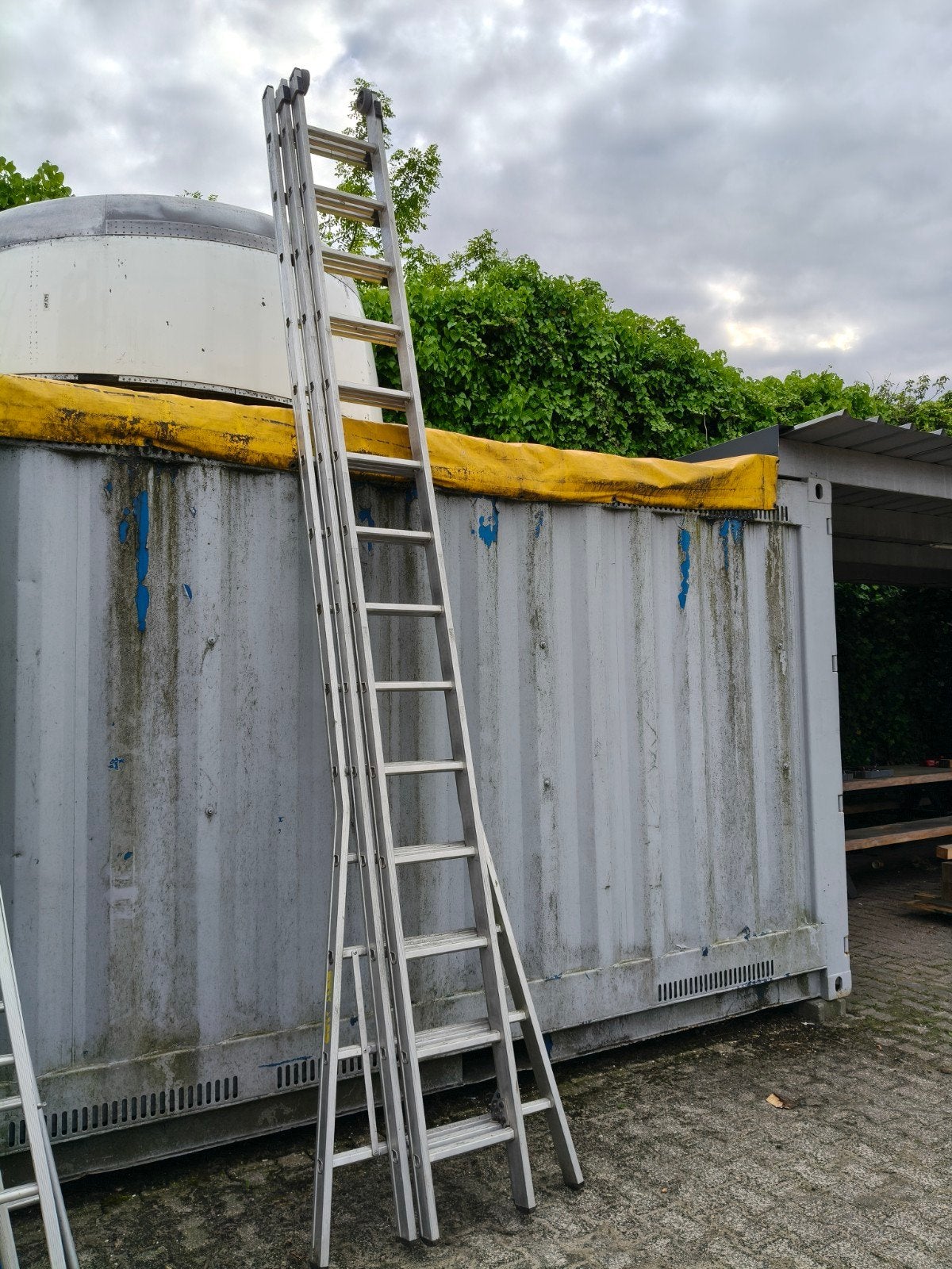 3 delige Dirks ladder opsteekladder 3x14 sporten 10.05 mtr, Ophalen