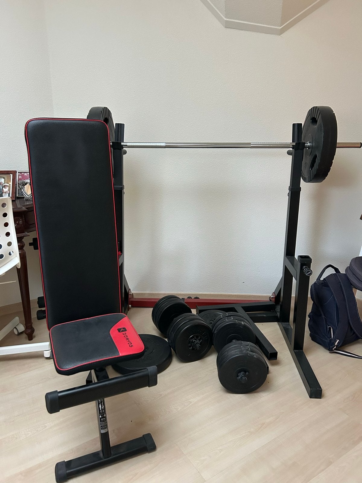 Domyos fitness set met diverse gewichten, Ophalen, Zo goed als nieuw, Armen, Halterset