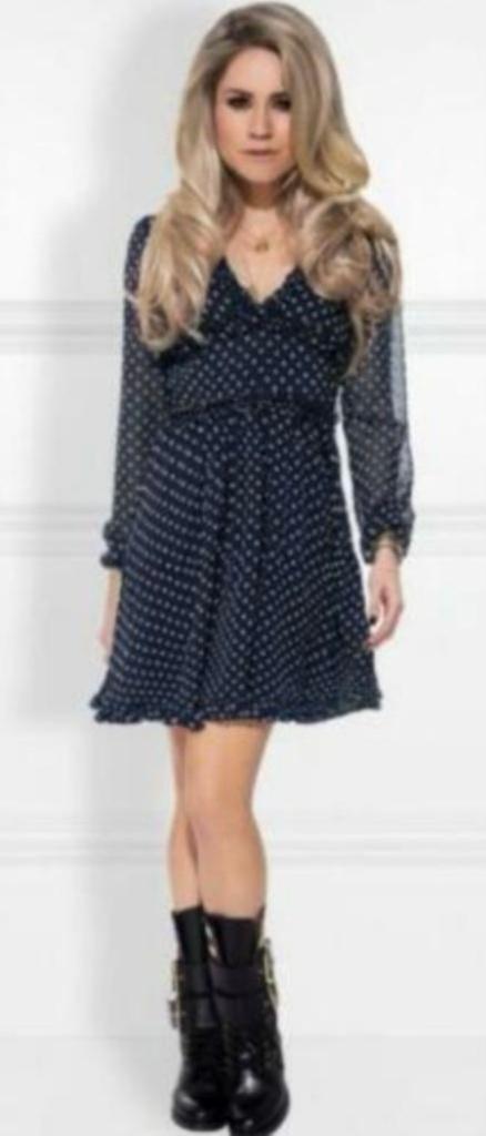 NIKKIE LIV DRESS zgan blauw Rouches open rug jurk , maat 34, Blauw, Ophalen of Verzenden, Zo goed als nieuw, Nikkie