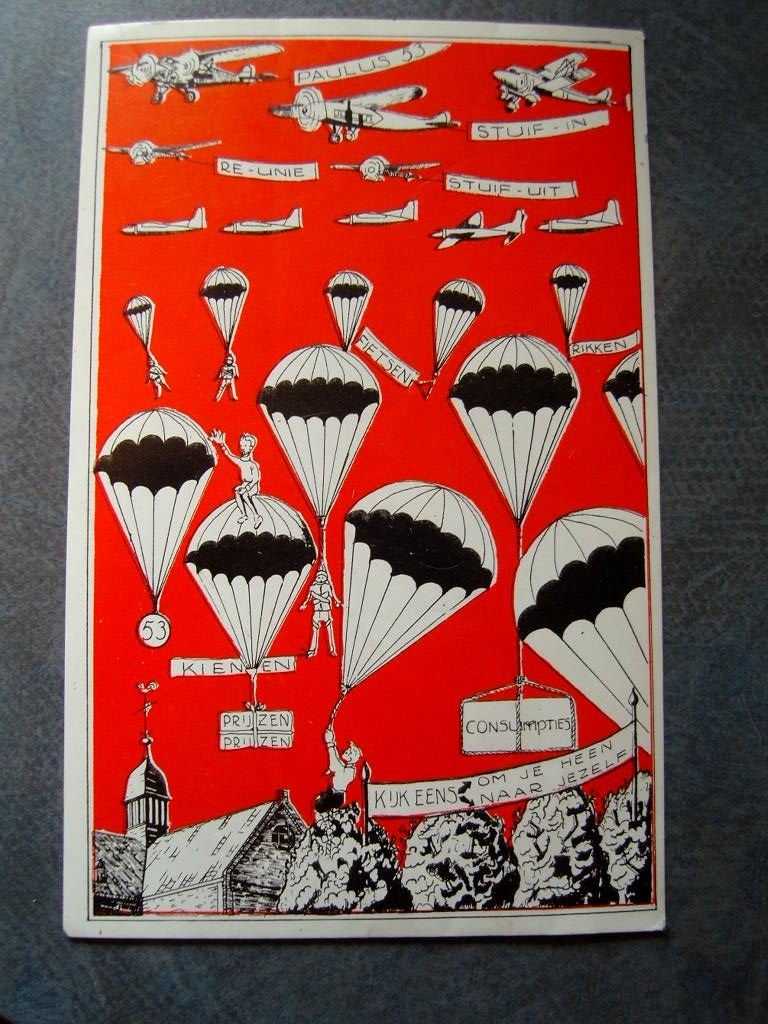 sticker paulus 53 vliegtuig parachute kienen prijzen, Ophalen, Zo goed als nieuw