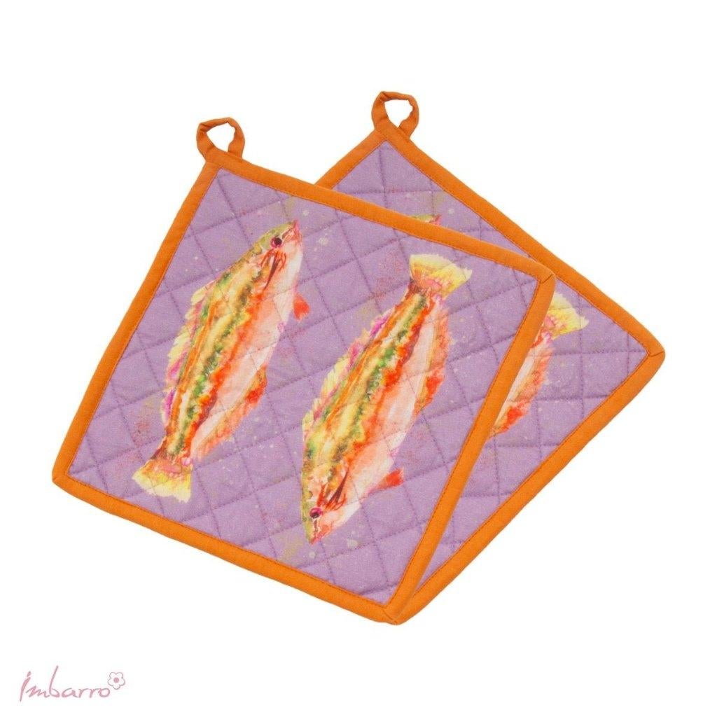 set van 2 pannenlappen glow met vis van Imbarro leuk kado, -, Overige typen, Nieuw, Ophalen of Verzenden