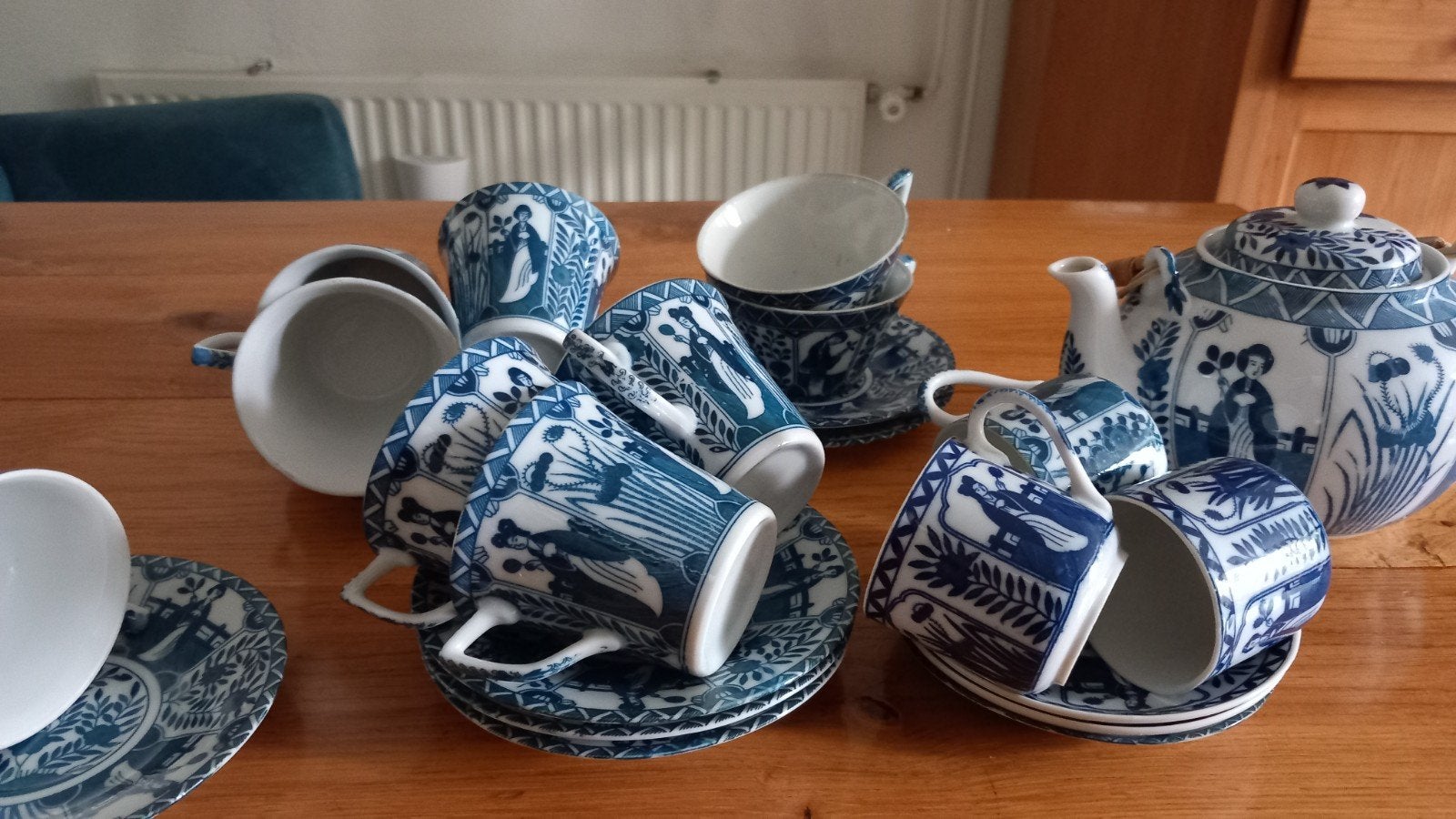 Blauw wit Japans servies, lange lijzen, Ophalen