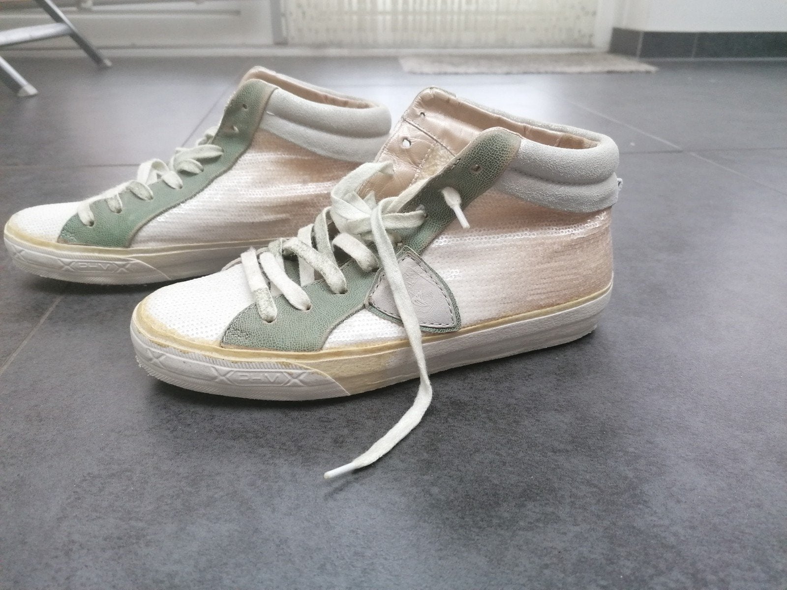 Philippe model sneakers gympen maat 36 leer groen roze, Kleding | Dames, Ophalen of Verzenden, Philippe model, Groen, Sneakers of Gympen