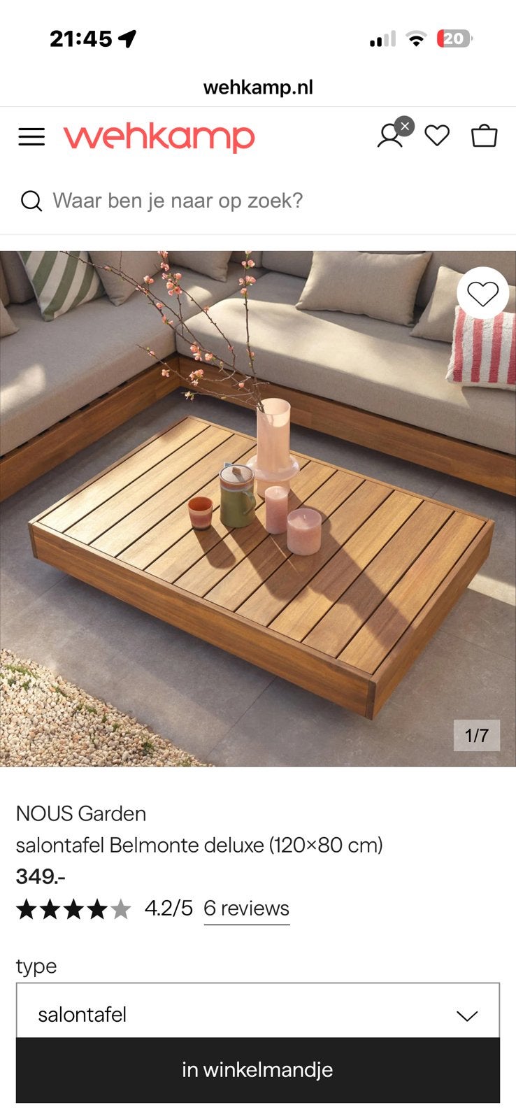 NOUS tuintafel nieuw in doos!, Ophalen, Nieuw, Rechthoekig, Hout