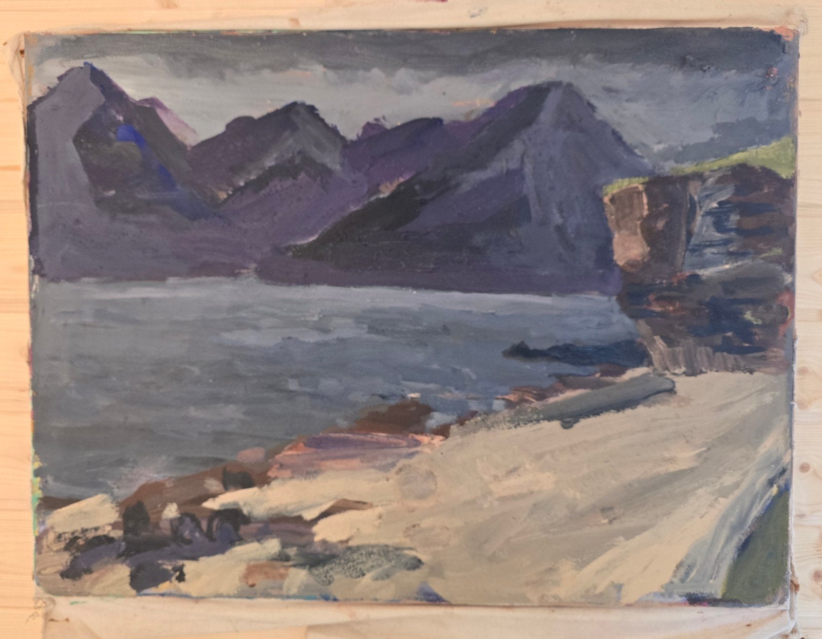P.C. Kuiper Groot Schilderij Berglandschap, Antiek en Kunst, Kunst | Schilderijen | Klassiek, Ophalen of Verzenden